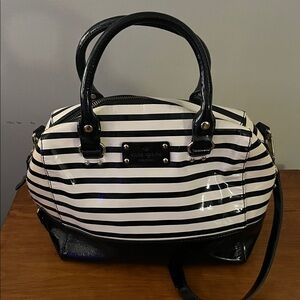 KATE SPADE Black and White Striped Satchel